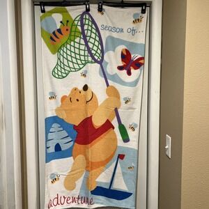 Vtg Winnie The Pooh Terry Beach Towel‎ Season Of Adventure Butterfly Hunny 28x42